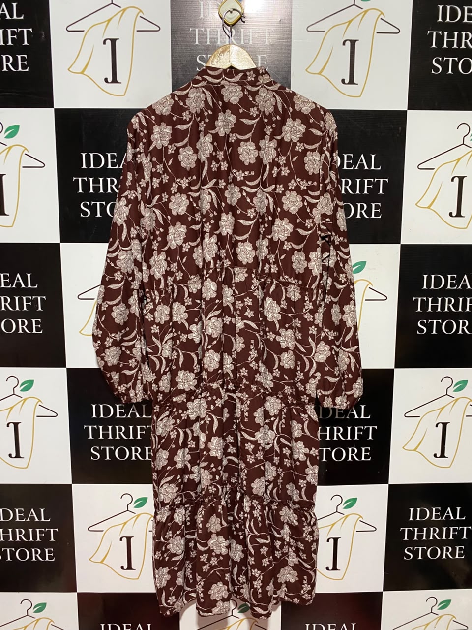 KOLETTE |XL| BUST 22| A6| MAROON HIGH-NECK LONG SLEEVE BOHO DRESS