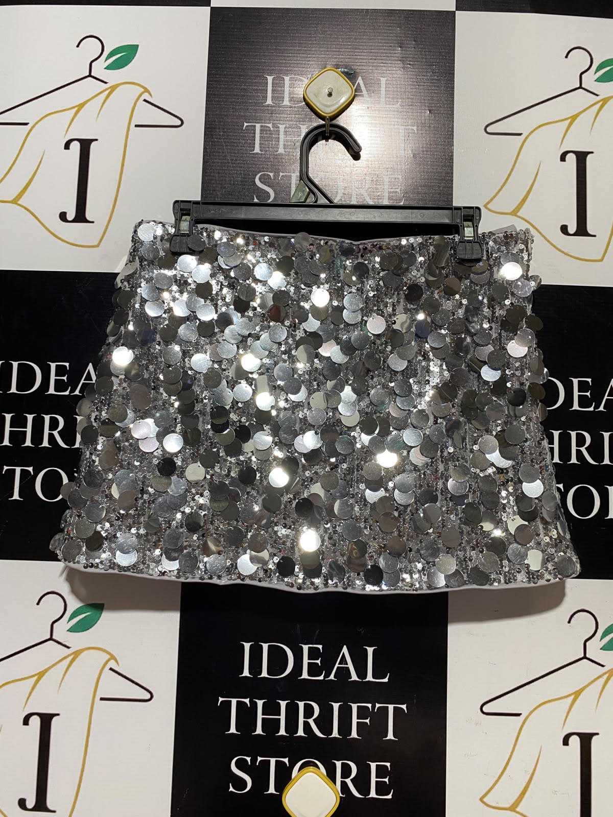CIDER |S| WAIST 30| A7| GLAMOROUS SILVER SEQUIN EMBELLISHED MINI SKIRT