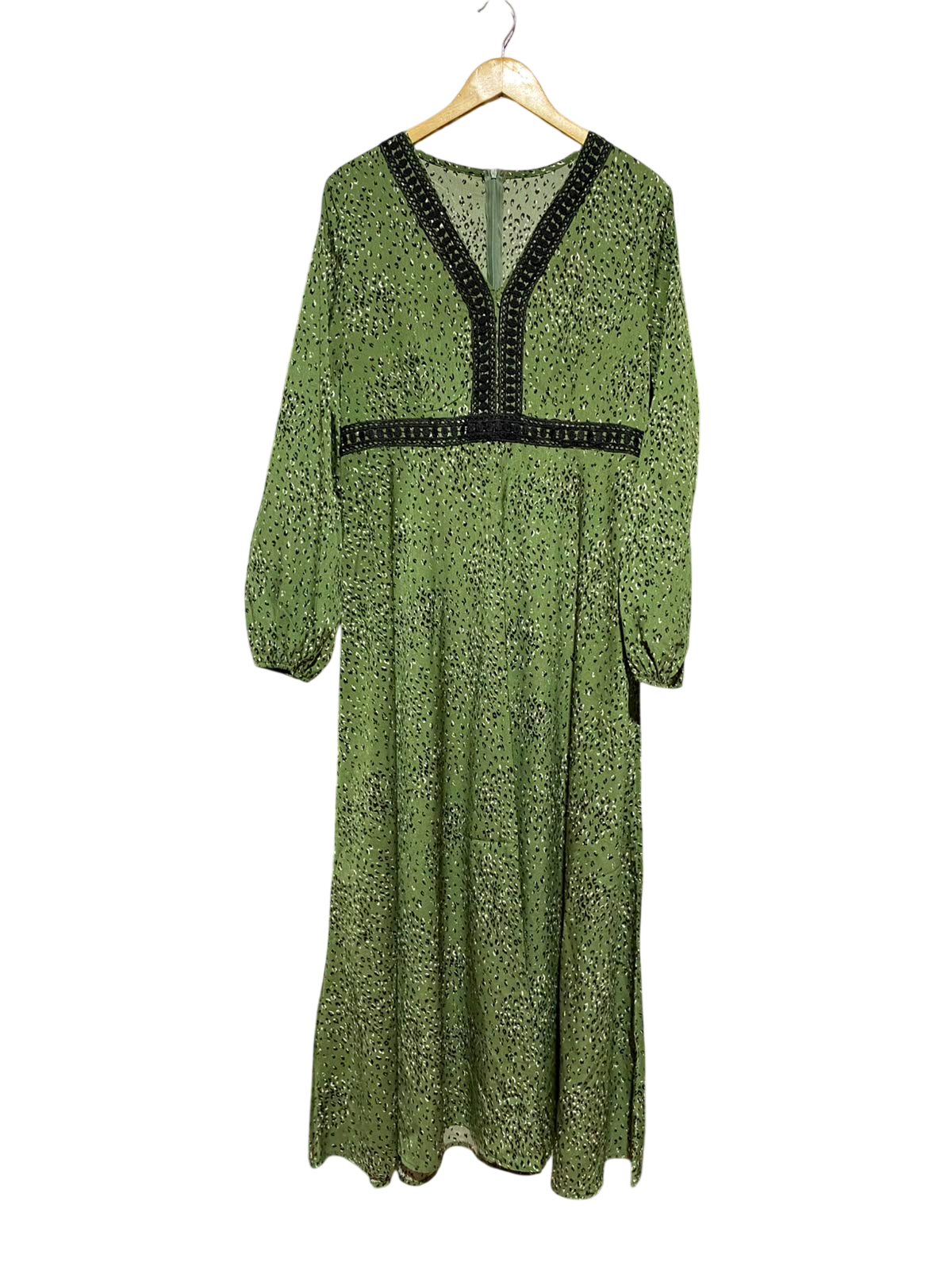 shein leopard print dress green |XL| BUST 20| A9| BOHEMIAN ANIMAL MAXI WITH CROCHET – Ideal Thrift Store cf-type-homecoming-dress Sheer Tube Top Two Color:Entrepreneur Black