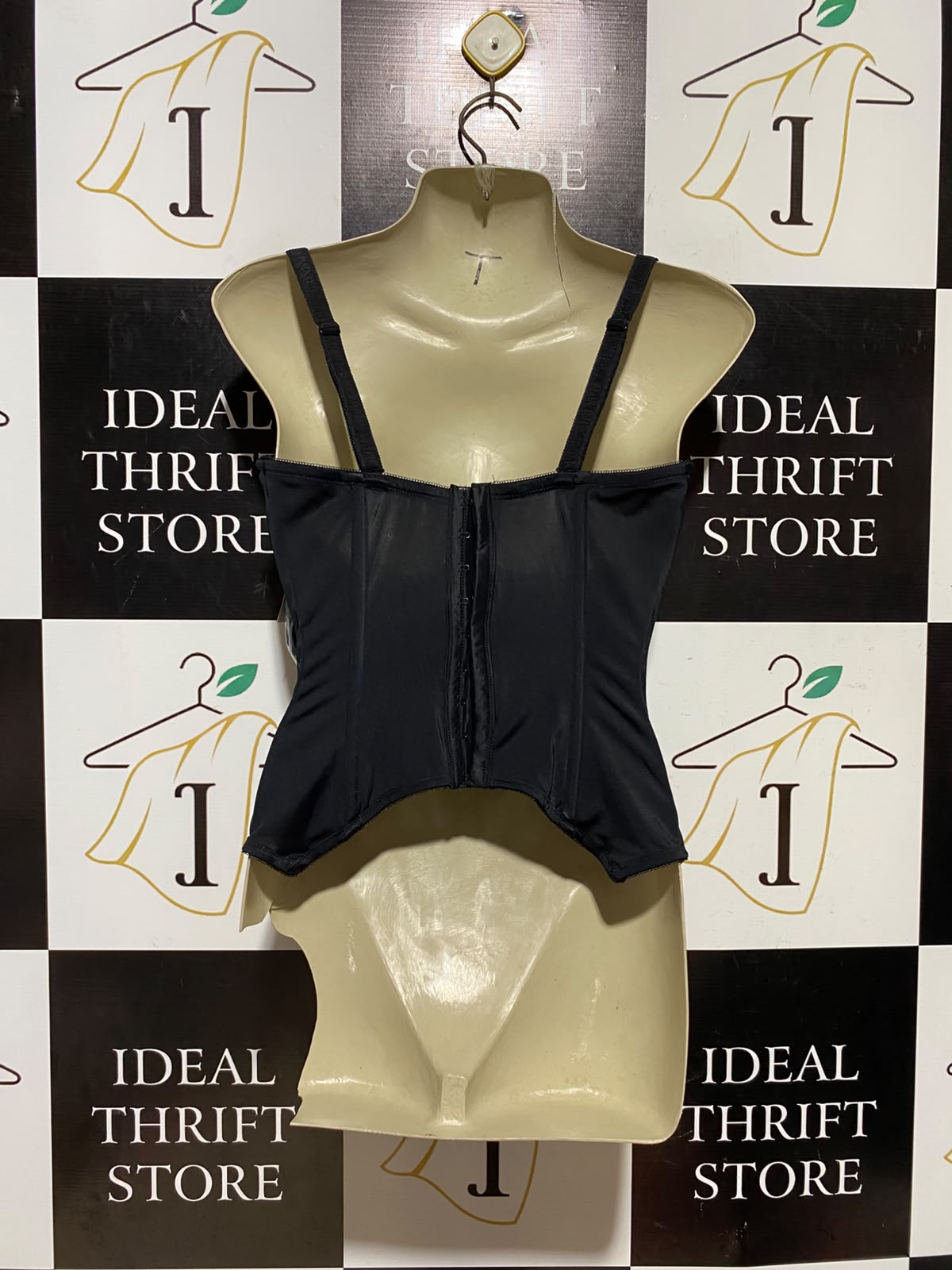 GEORGE |M| BUST 16| A8| LACE OVERLAY CORSET BUSTIER TOP / LINGERIE BODYSUIT - MIDNIGHT BLACK
