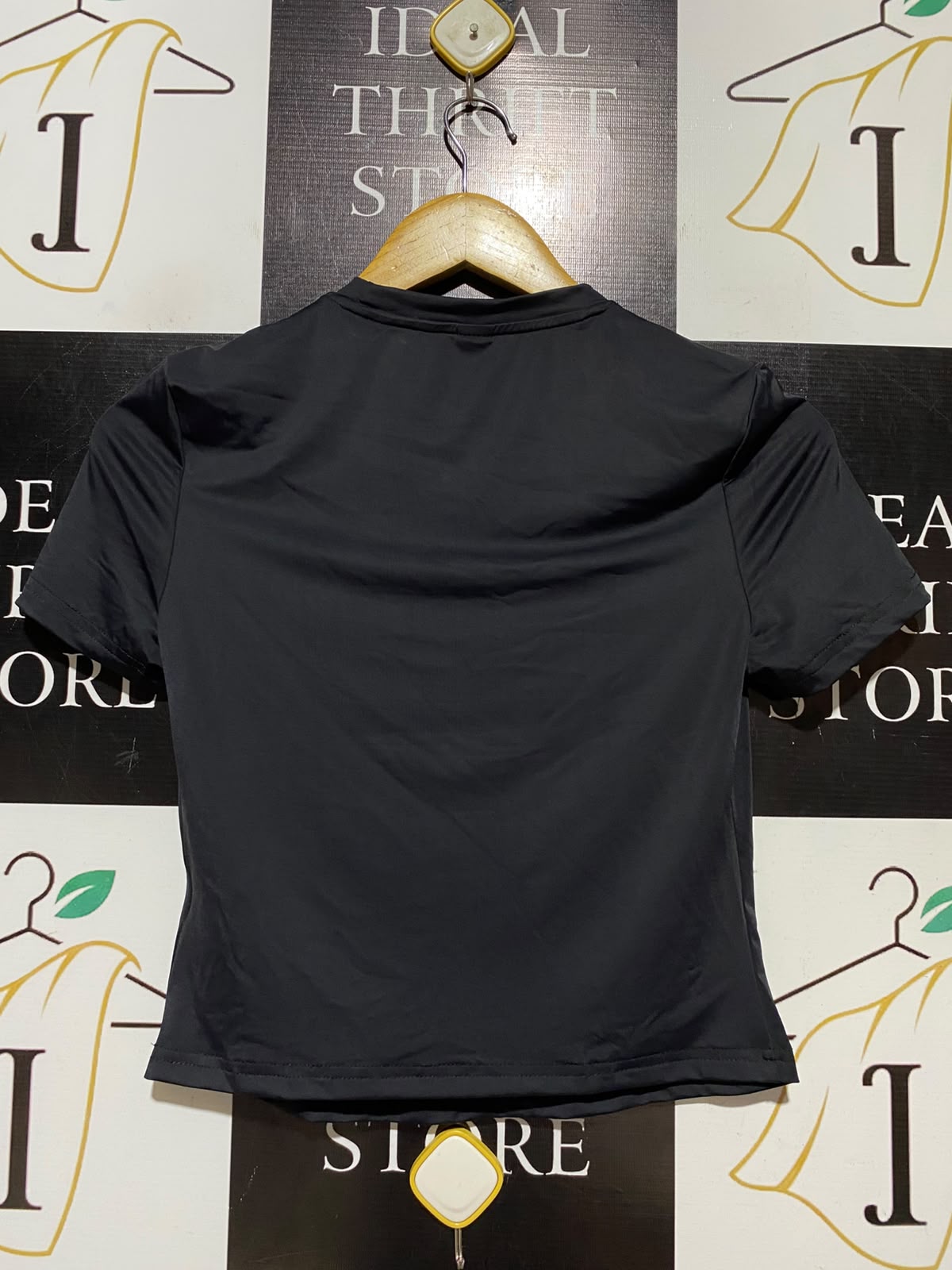 SHEIN BAE |S| BUST 15| A8| BASIC FITTED CREW NECK CROP T-SHIRT - MIDNIGHT BLACK