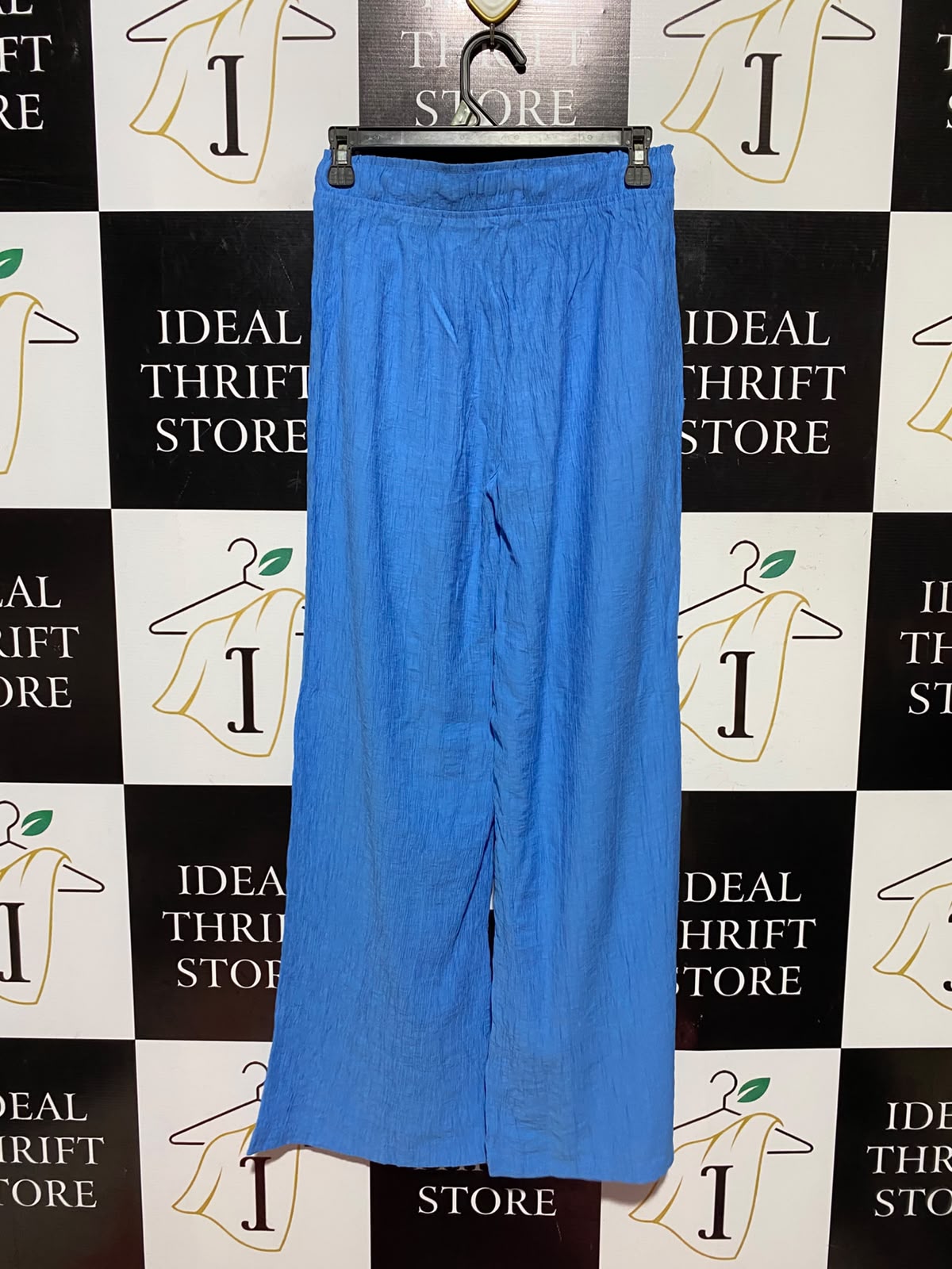 PRIMARK CARES |S| WAIST 26| A9| SOLID TEXTURED WIDE-LEG TROUSERS - CORNFLOWER BLUE