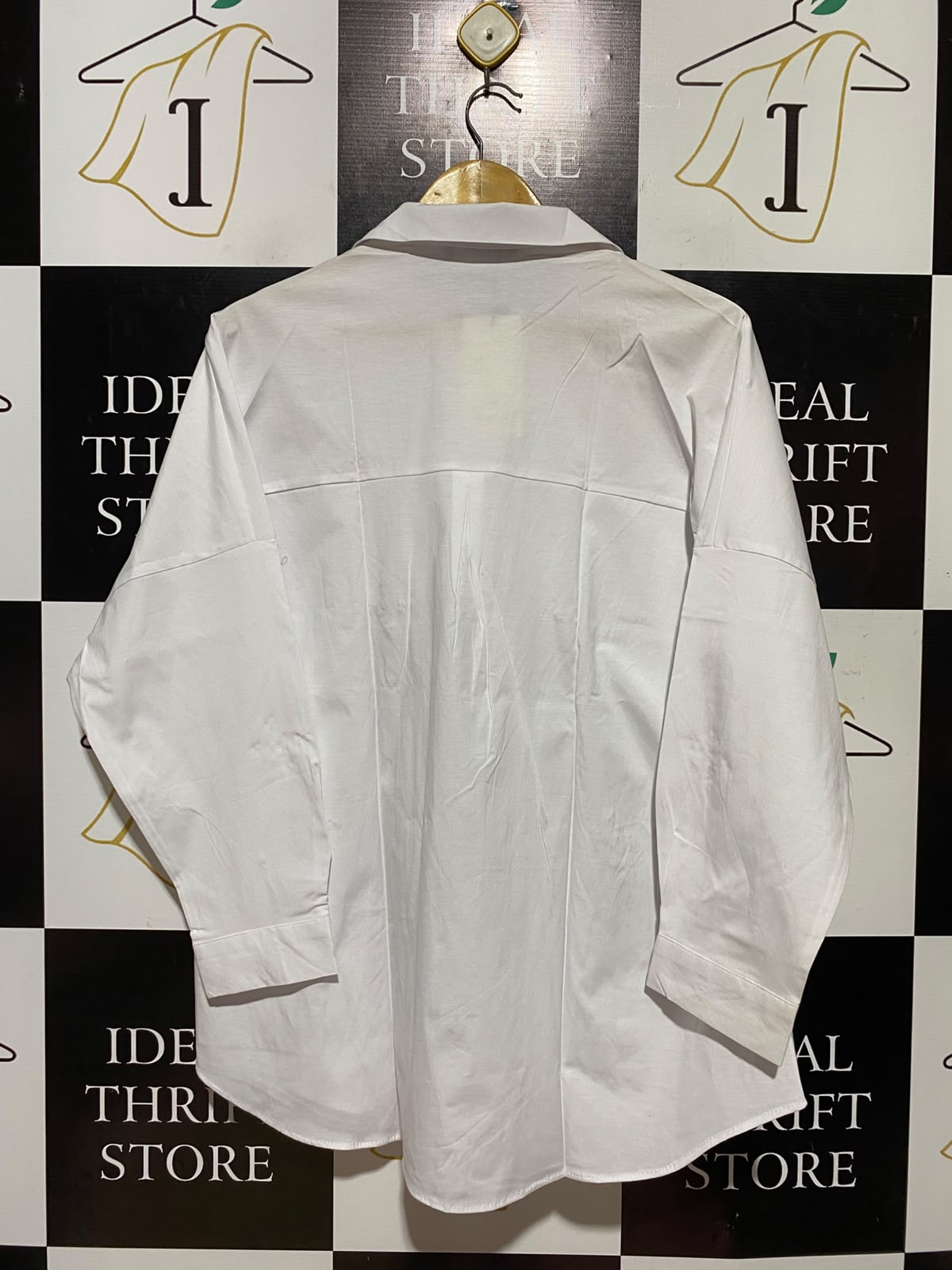 BASKO |XL| BUST FREE| A9| EMBELLISHED PEARL & BEAD MOTIF OVERSIZED BUTTON-DOWN SHIRT - WHITE