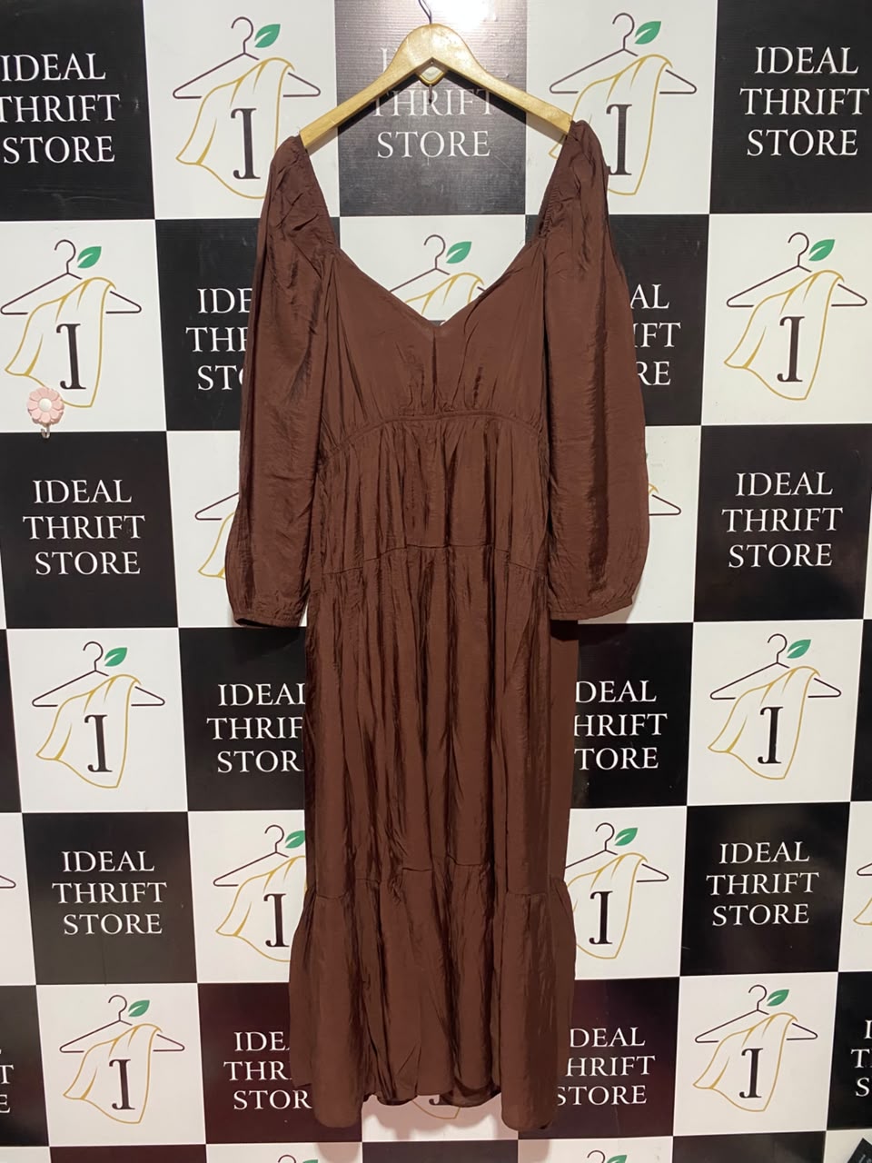 PRIMARLK |M| BUST 18| A11| WOMEN'S SOLID CHOCOLATE BROWN SWEETHEART TIERED MAXI DRESS