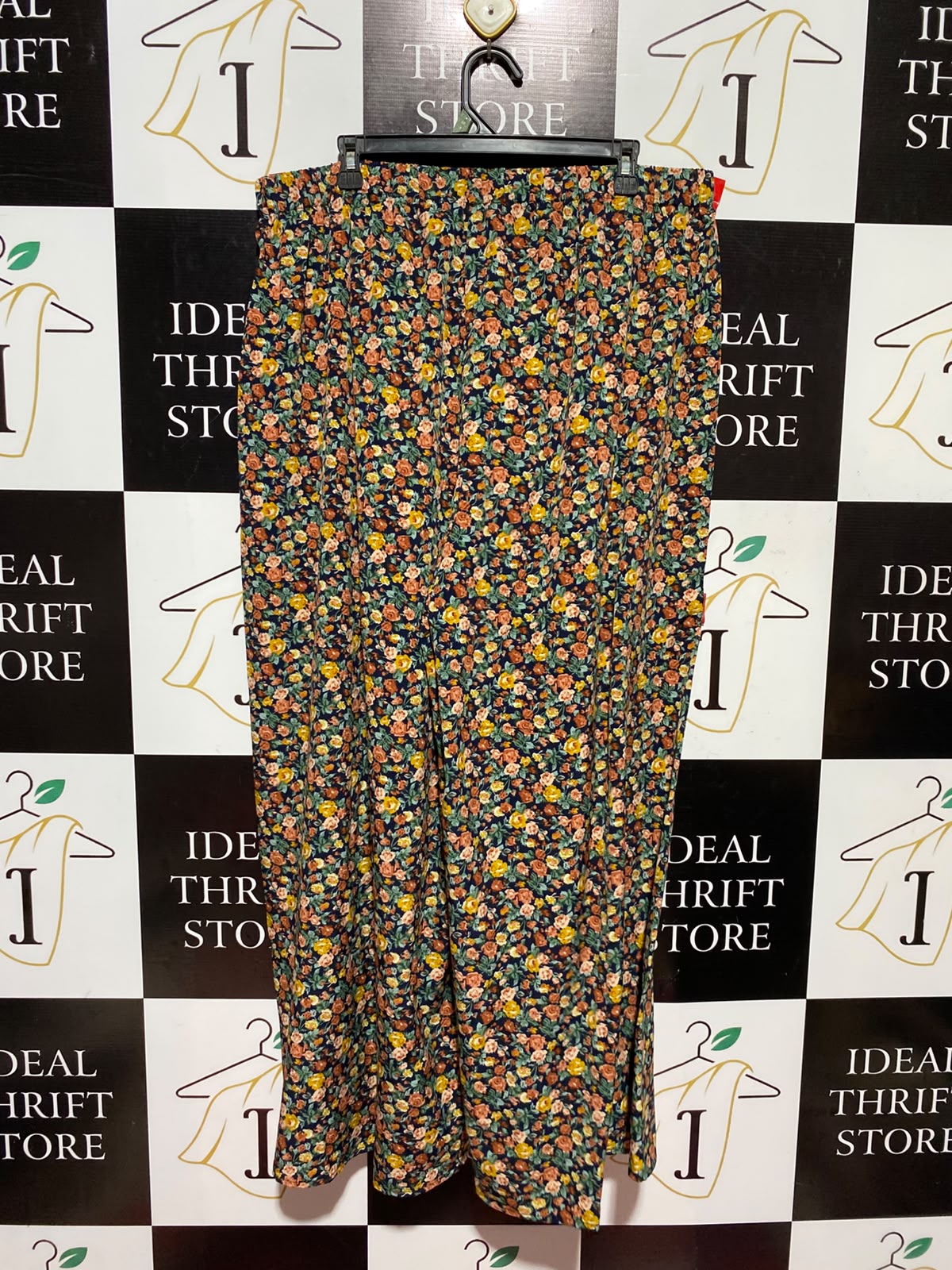 |XXL| WAIST 36| A13| WOMEN'S FLORAL PRINT WIDE LEG TROUSERS - CASUAL MULTICOLOR BOHEMIAN SUMMER PANTS