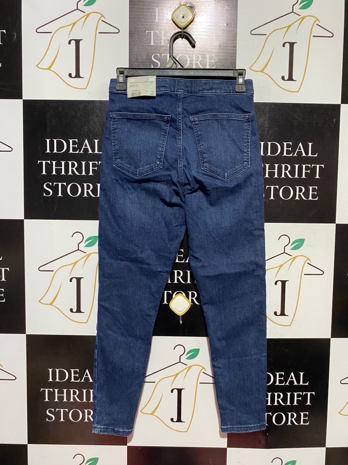 TOPSHOP |S| WAIST 26| A14| WOMEN'S SUPER HIGH-WAISTED SKINNY DENIM JEANS - BLUE WASH