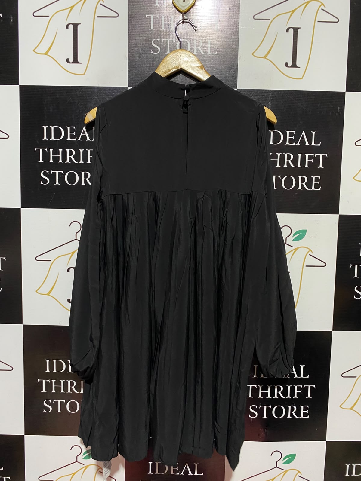 ASOS |M| BUST 19| A14| ELEGANT COLD-SHOULDER PLEATED MINI DRESS / TUNIC TOP - BLACK