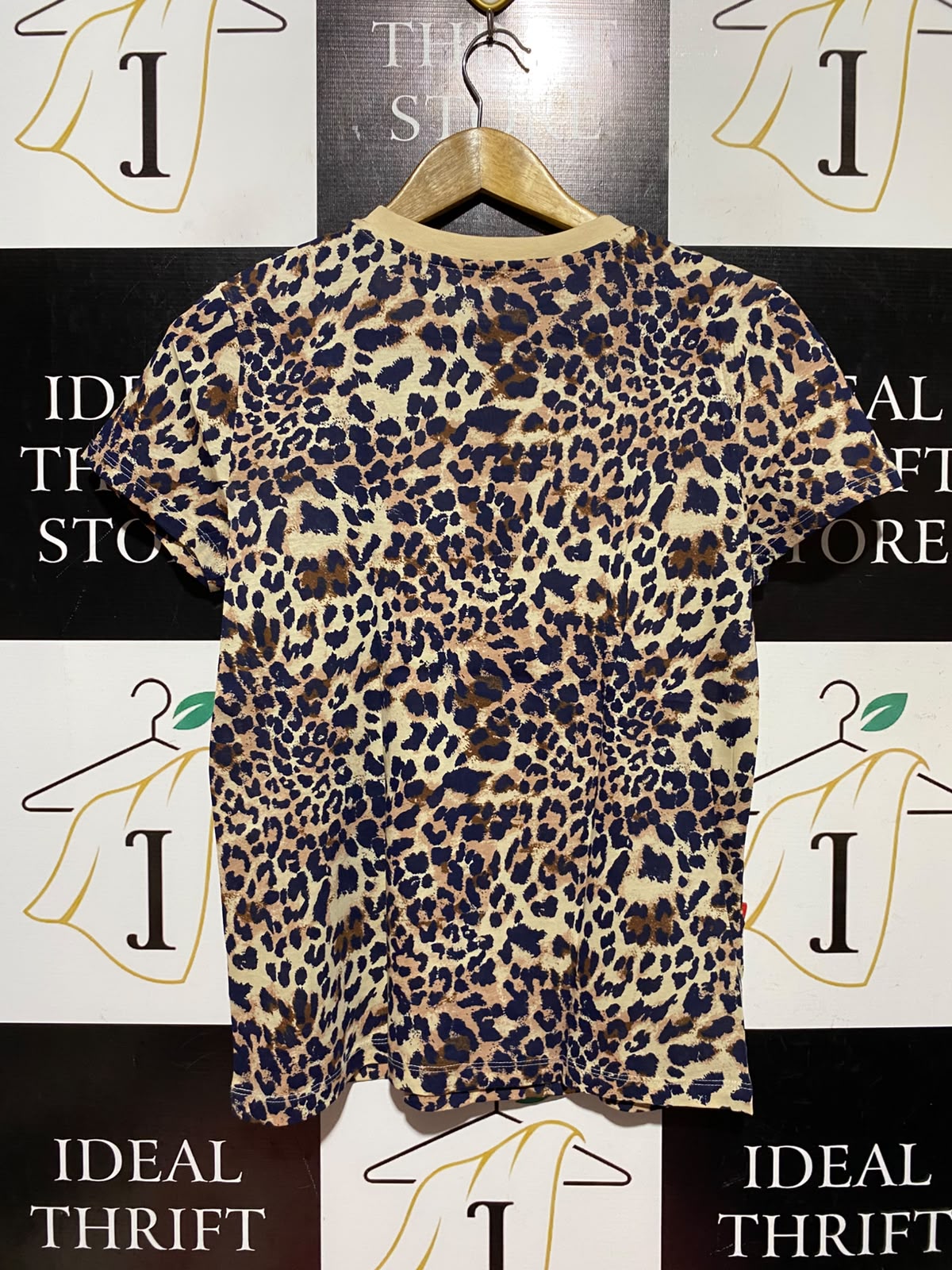 PRIMARK CARES |XS| BUST 17| A13| LEOPARD CHEETAH ANIMAL PRINT SHORT-SLEEVE CREW NECK T-SHIRT