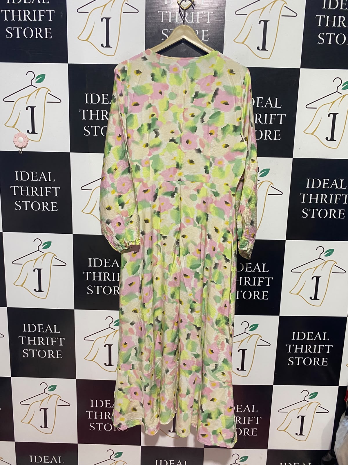 PRIMARK CARES |L| BUST 20| A15| FLORAL PRINT WRAP MAXI DRESS - LONG SLEEVE RUFFLE HEM SUMMER DRESS