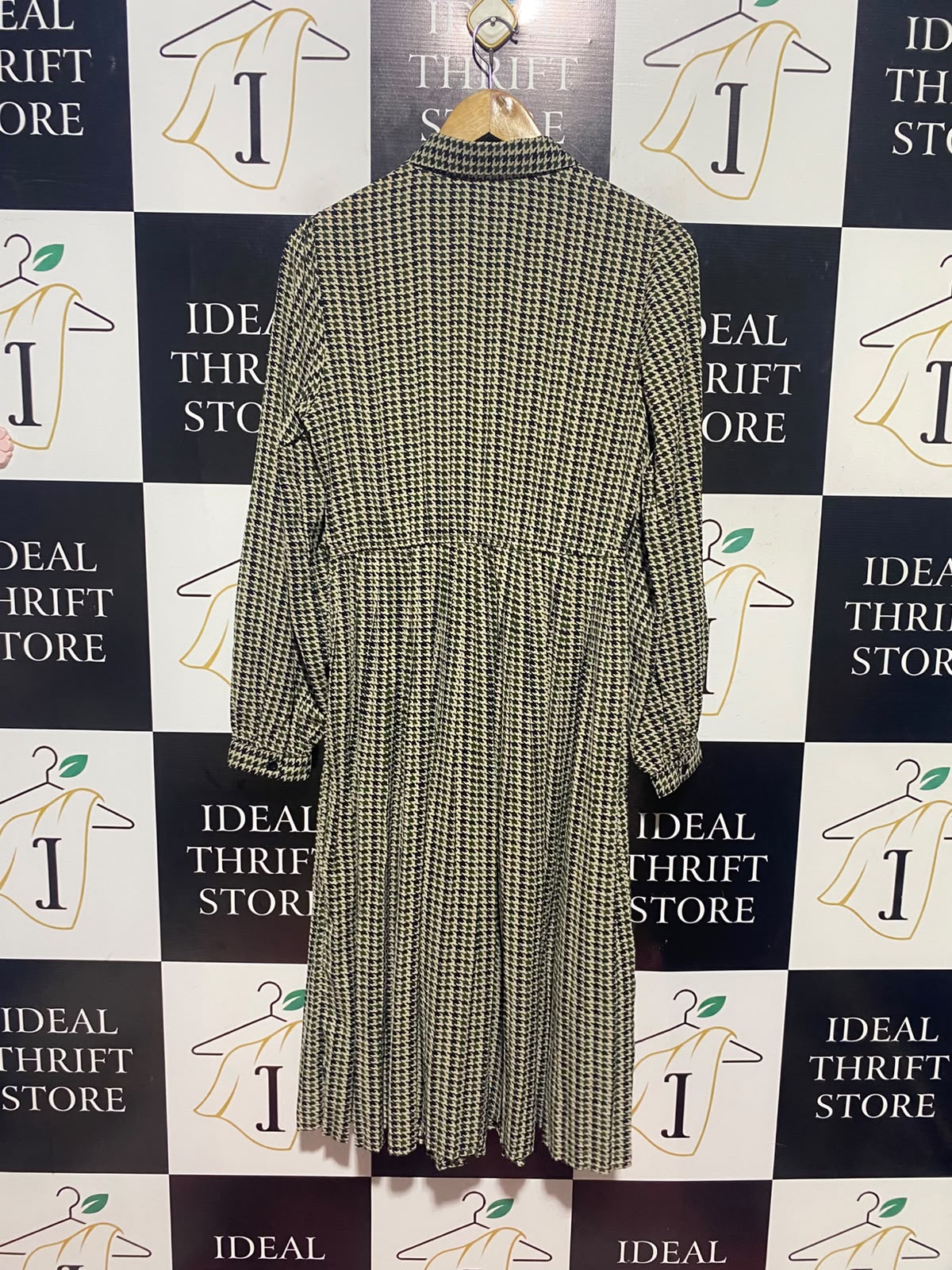 PRIMARK |M| BUST 18| A15| HOUNDSTOOTH LONG SLEEVE SHIRT DRESS - PLEATED MIDI SHIRT DRESS