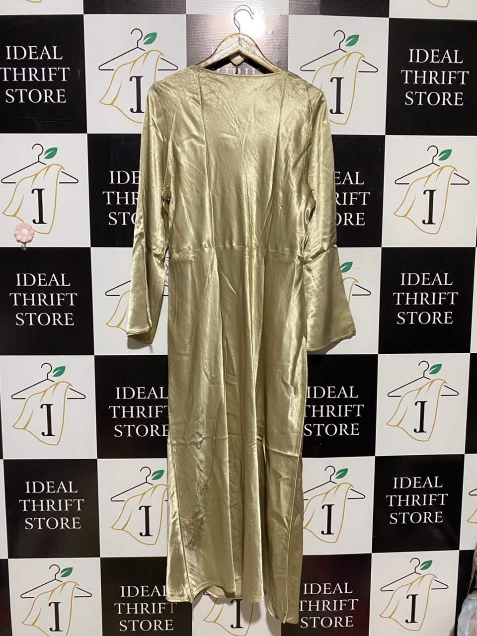 NEXT |L| BUST 19| A16| COWL NECK LONG SLEEVE ELEGANT EVENING DRESS WITH SLIT