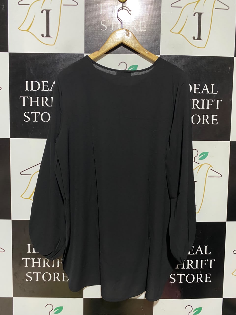PAPAYA |L| BUST 21| A16| WOMEN'S SOLID BLACK LONG SLEEVE TUNIC BLOUSE