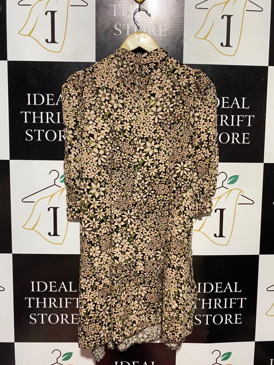NEW LOOK |S| BUST 16| A17| WOMEN'S VINTAGE-STYLE FLORAL PRINT HIGH-NECK DRESS