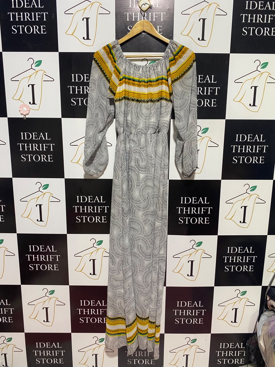|M| BUST 16| A17| WOMEN'S ETHNIC-INSPIRED GEOMETRIC PRINT MAXI DRESS