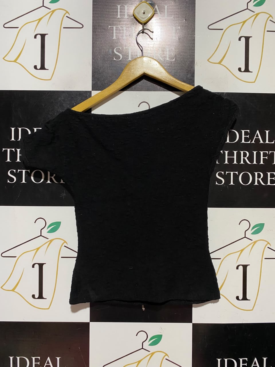 LILY LOVES |S| BUST 14| A18| WOMEN’S BLACK OFF-SHOULDER KNIT TOP - AUSTRALIAN COTTON BLEND