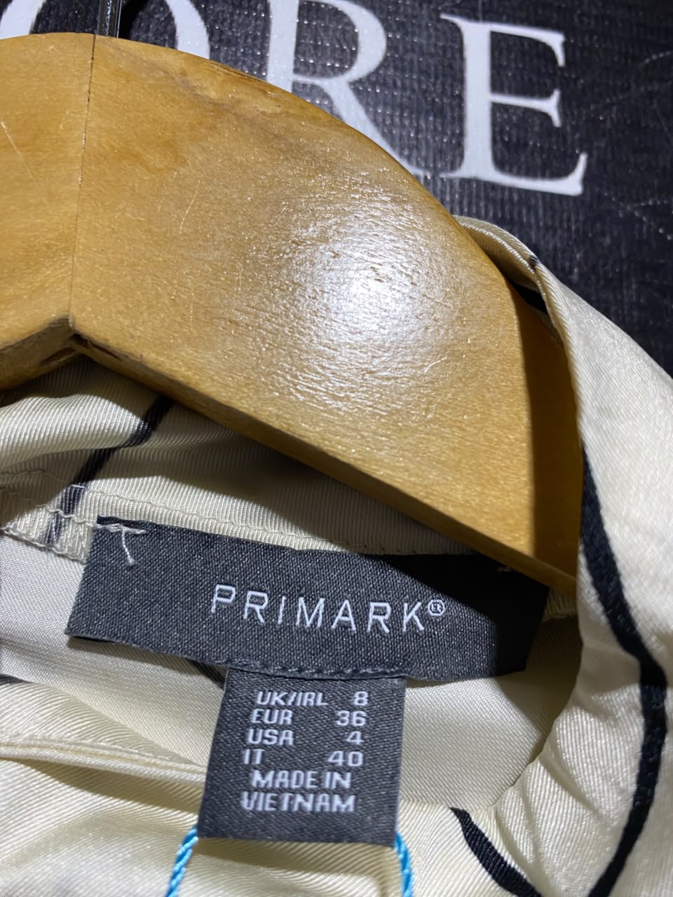 PRIMARK |S| BUST 19| A19| OFF-WHITE AND BLACK GRID CHECK MOCK NECK BLOUSE