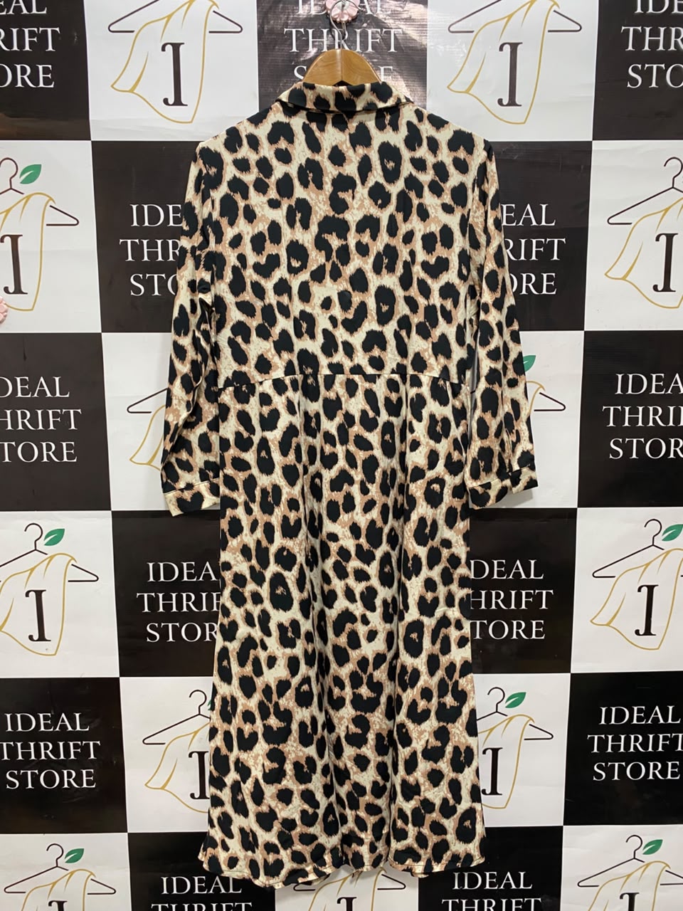 SHEIN |XL| BUST 20| A20| LEOPARD PRINT BUTTON-DOWN LONG SLEEVE SHIRT DRESS