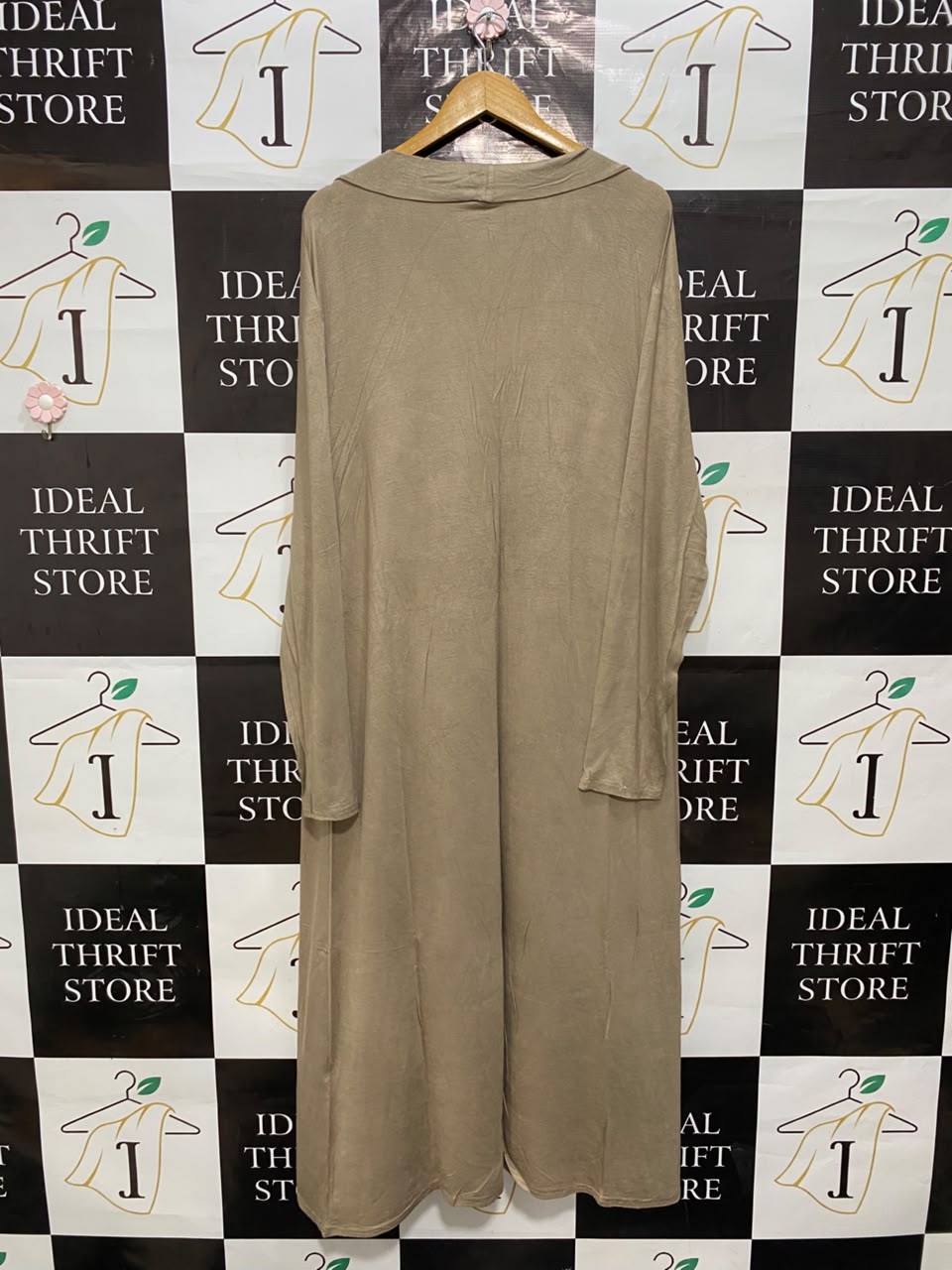 BREZZA |XL| BUST 22| A20| BEIGE LONG OPEN-FRONT CARDIGAN