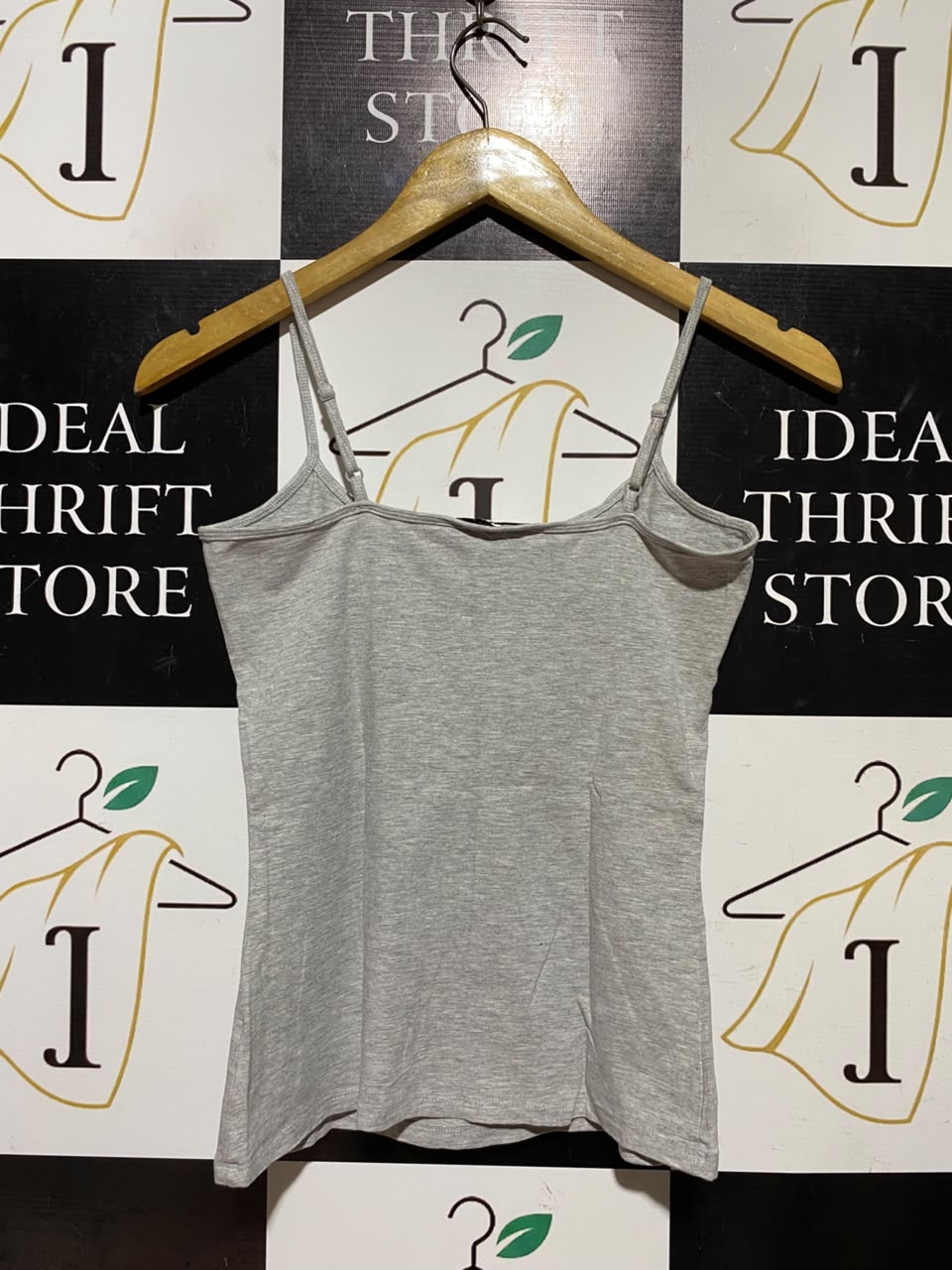 F&F |S| BUST 14| A1| GREY MELANGE ADJUSTABLE STRAP CAMI TOP