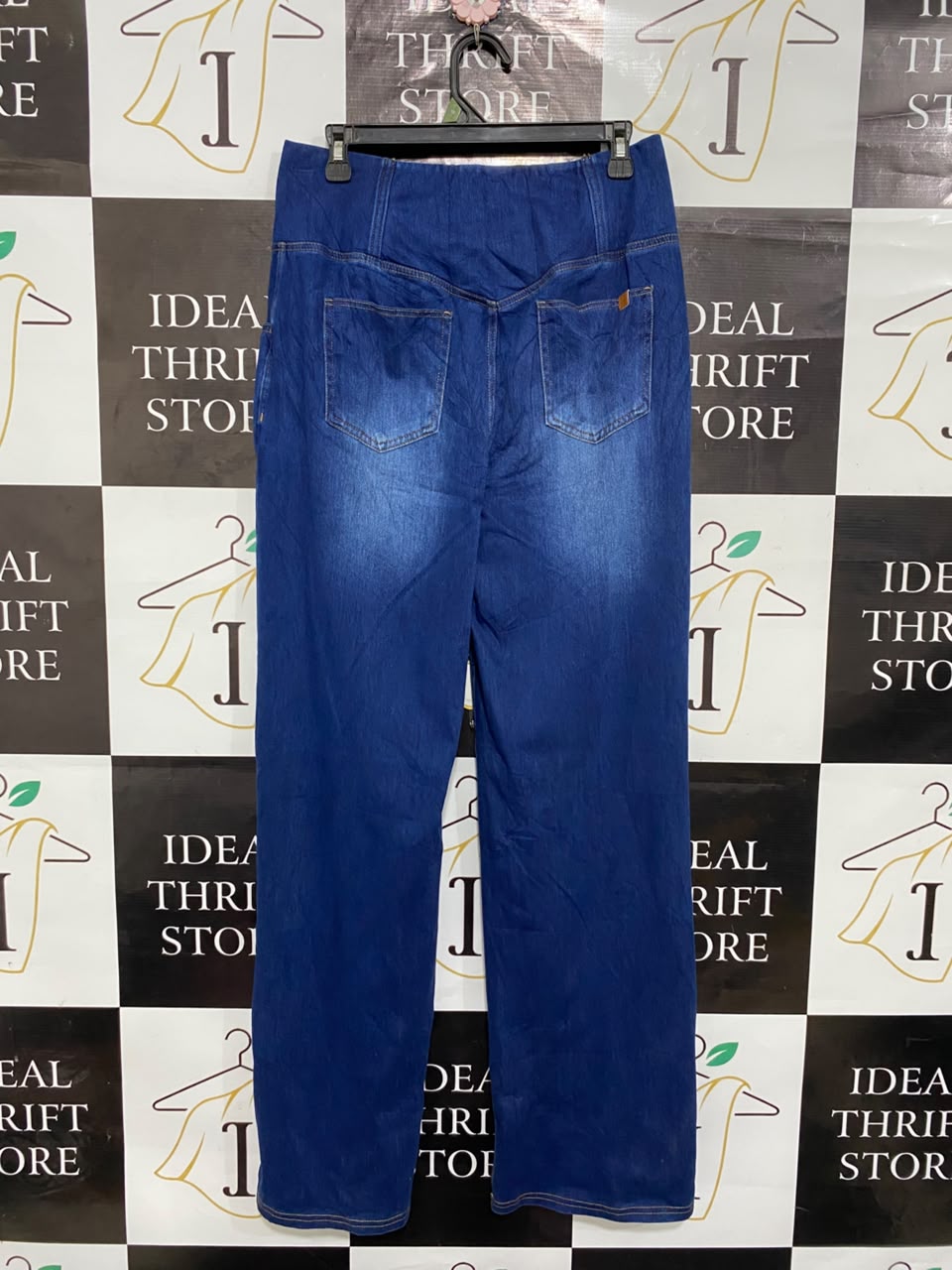 HALARA |L| WAIST 30| A20| BLUE CROSSOVER WAISTBAND DENIM JEANS STRETCHY WIDE LEG PANTS