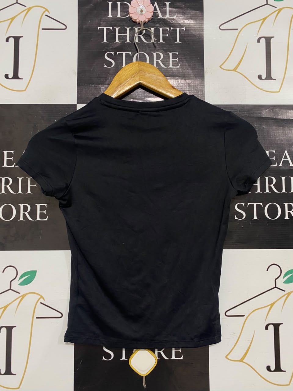 LILY LOVES |XS| BUST 14| A21| BLACK SHORT SLEEVE BASIC T-SHIRT SLIM FIT ROUND NECK TOP