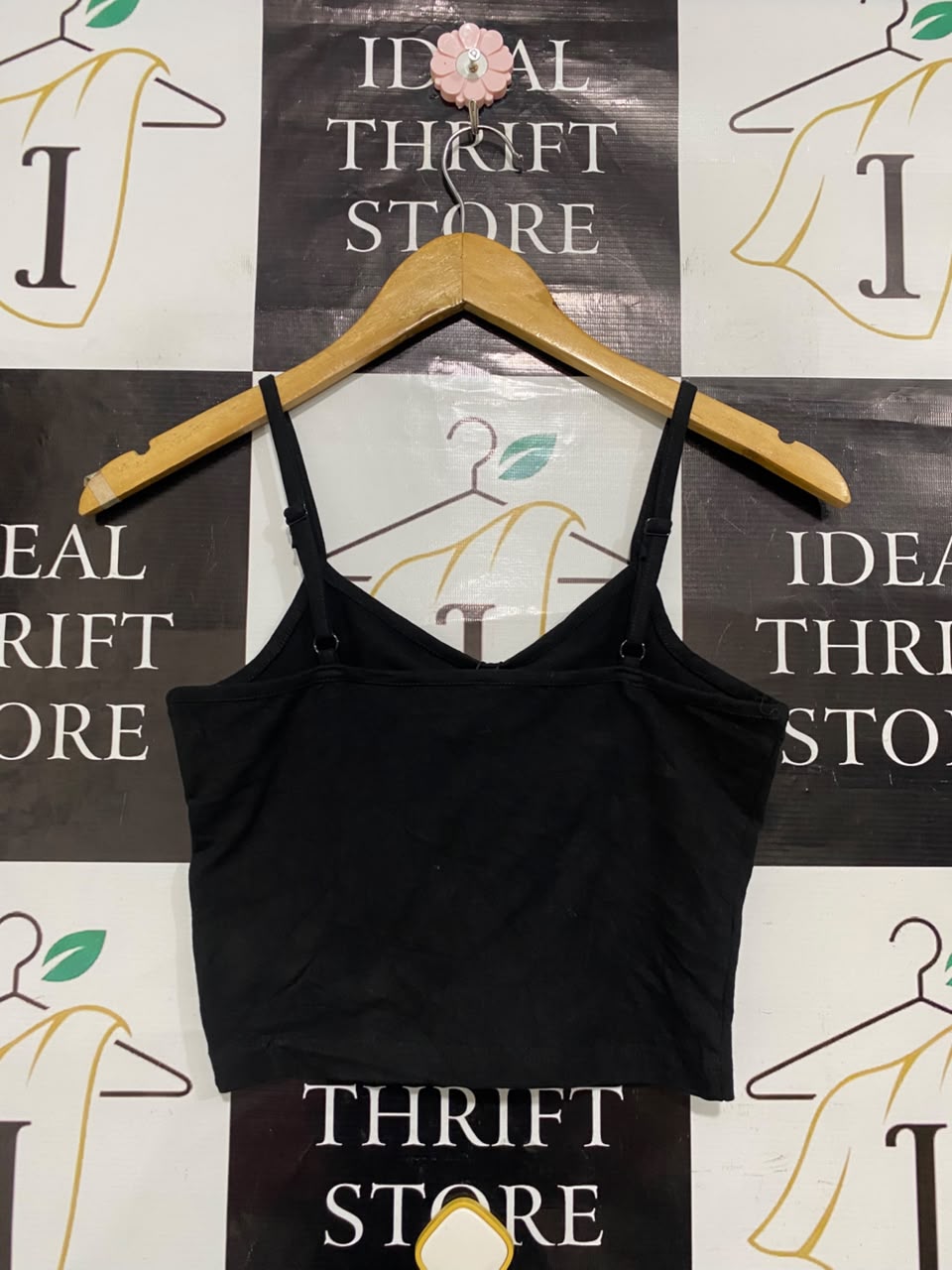 BLACK FRIDAY |S| BUST 14| A21| BLACK "NO ONES BABY" GRAPHIC CROP CAMI TOP WITH SPAGHETTI STRAPS