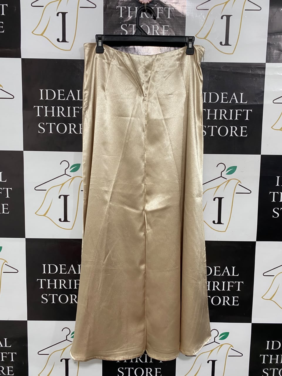 SHEIN |L| WAIST 31| A21| SATIN MIDI MAXI SKIRT CHAMPAGNE GOLD SILKY SLIP A-LINE LONG SKIRT