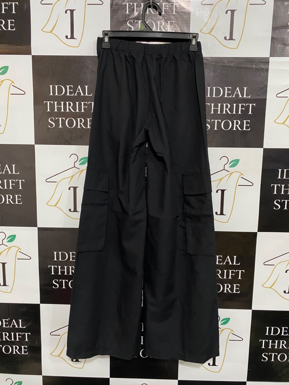 |S| WAIST 26| A21| BLACK CARGO PANTS HIGH WAIST UTILITY WIDE LEG TROUSERS STREETWEAR