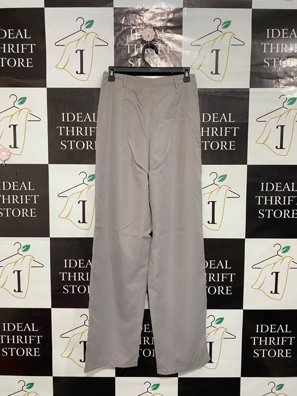 |M| WAIST 28| A22| LIGHT GREY PLEATED WIDE-LEG TROUSERS | CHIC HIGH-WAISTED CASUAL PANTS