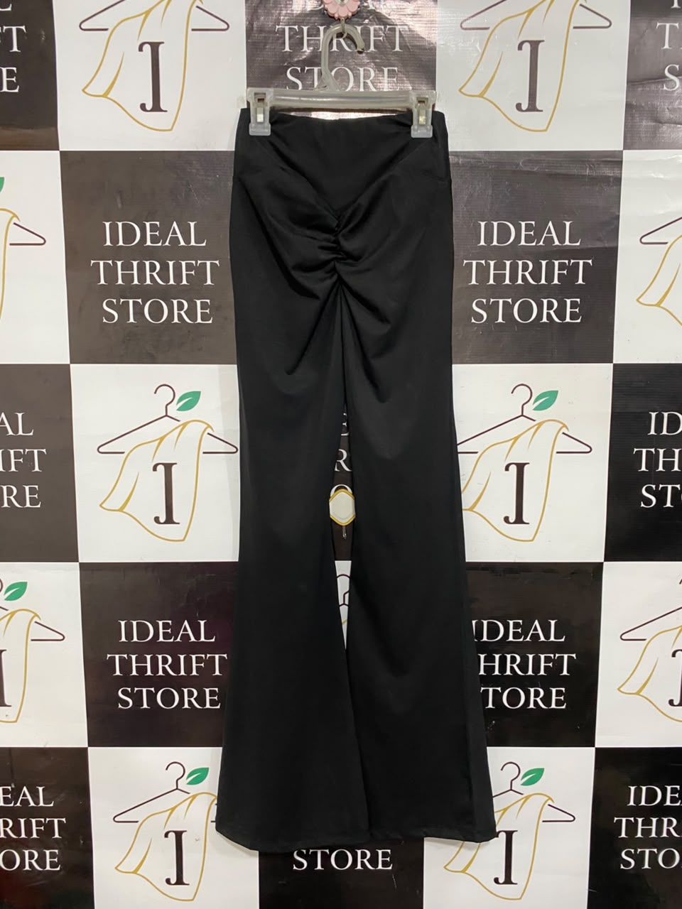 |XS| WAIST 22| A22| BLACK HIGH-WAISTED FLARE YOGA PANTS | STRETCHY ATHLETIC BOOTCUT TROUSERS