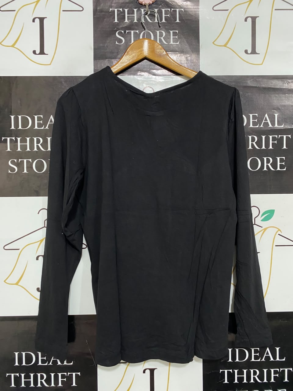 VERO MODA |L| BUST 19| A22| BLACK ROUND NECK LONG-SLEEVE TOP | BASIC CASUAL ELEGANCE BLOUSE