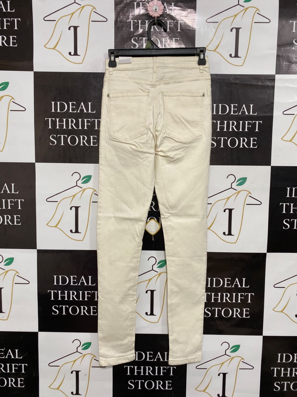 MANGO |XS| WAIST 24| A25| OFF-WHITE HIGH-WAIST SKINNY DENIM JEANS