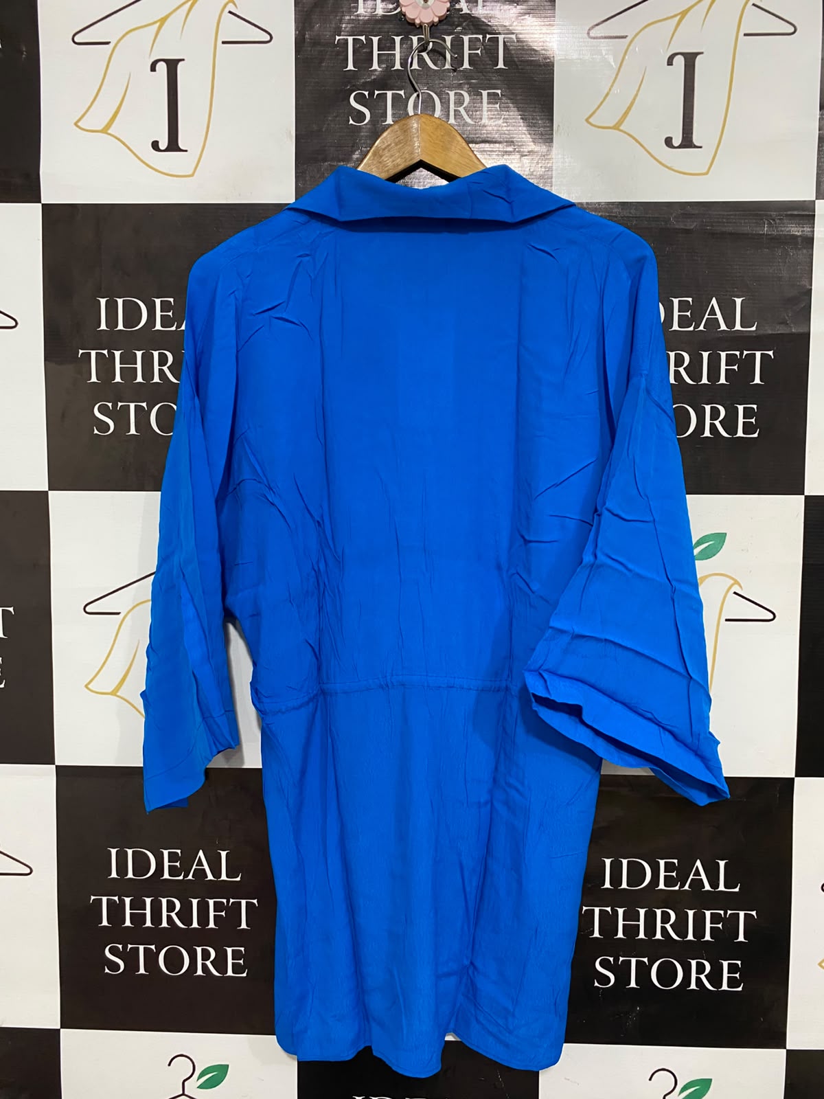 ZARA |S| BUST FREE| A26| VIBRANT ROYAL BLUE DRAWSTRING WAIST SHIRT DRESS