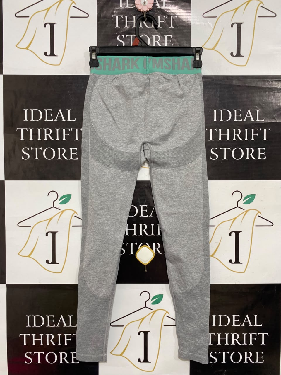 GYMSHARK | S| WAIST 22| WOMEN'S FLEX SEAMLESS HIGH-WAISTED GREY & TEAL GREEN LEGGINGS