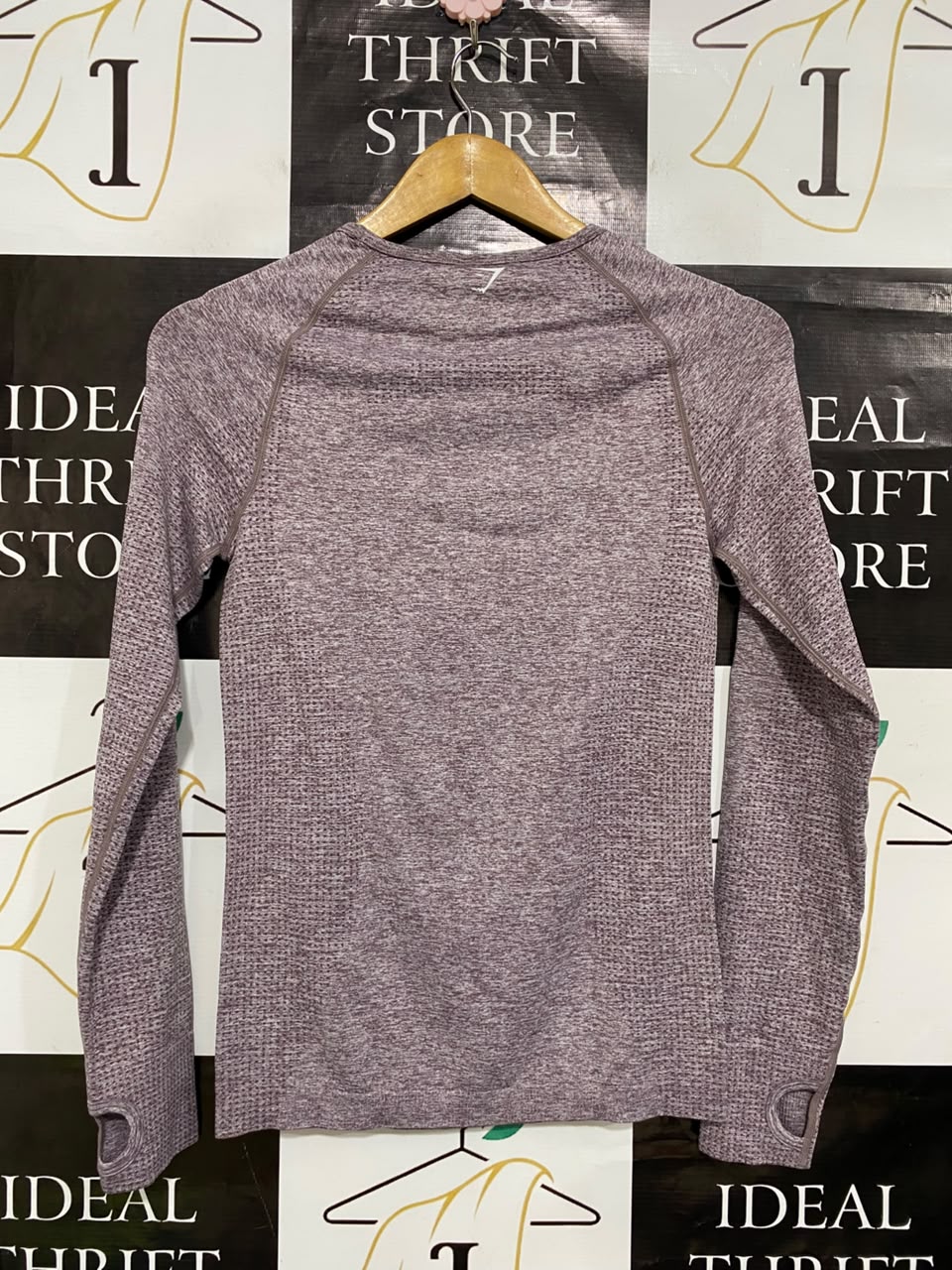GYMSHARK | M| BUST 15| WOMEN'S VITAL SEAMLESS LONG SLEEVE PURPLE MARL WORKOUT SHIRT - ATHLETIC GYM TOP