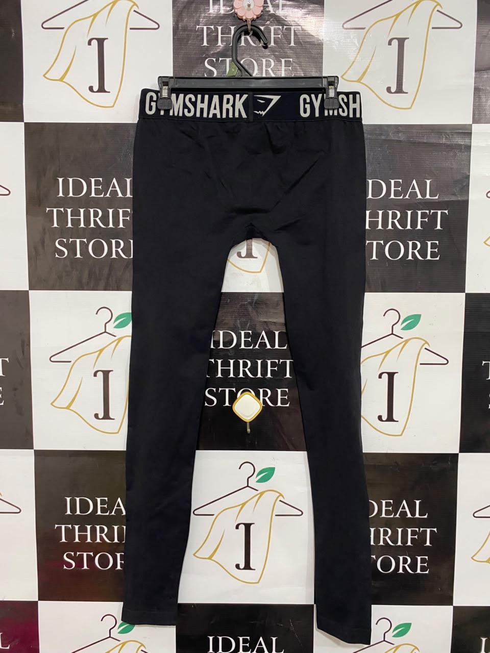 GYMSHARK |M| WAIST 29| BLACK LOGO BAND SEAMLESS HIGH-WAISTED LEGGINGS