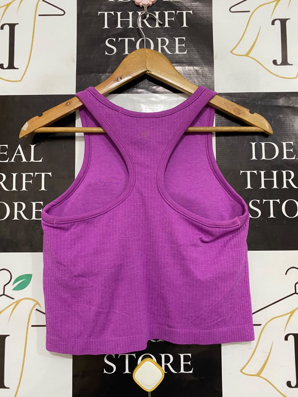 LULULEMON |S| BUST 14| PURPLE MAGENTA RIBBED SEAMLESS ATHLETIC CROP TANK TOP WOMEN'S