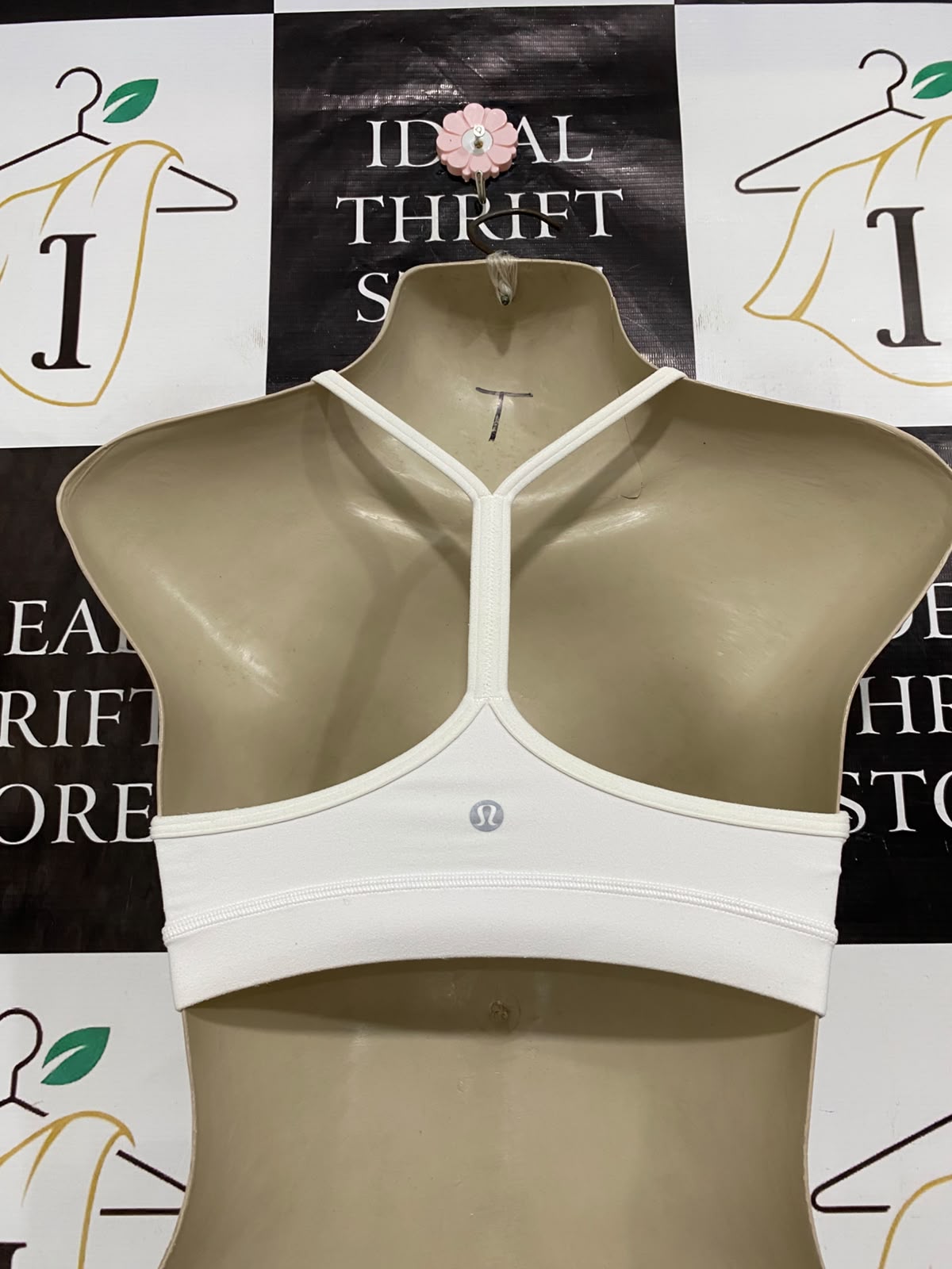 LULULEMON |XS| BUST 12| WHITE SPORTS BRA CROP TOP SCOOP NECK STRAPPY ATHLETIC ACTIVEWEAR