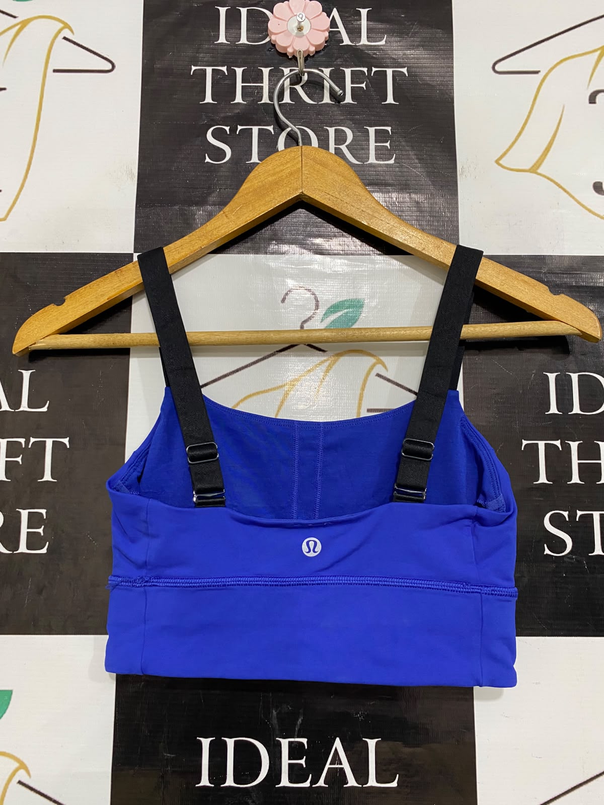 LULULEMON |XS| BUST 12| ROYAL BLUE BLACK STRAP SPORTS BRA CROP TOP LONG-LINE ACTIVEWEAR