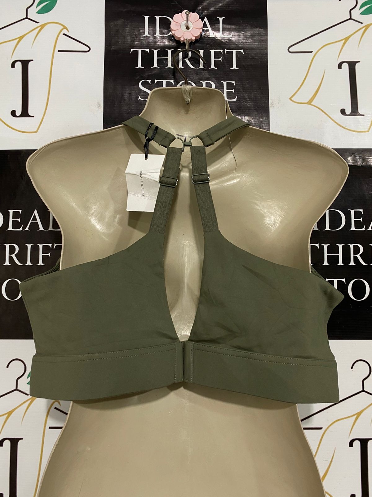 DTL |M| BUST 18| A28| OLIVE GREEN SQUARE-NECK ATHLETIC SPORTS BRA / CROP TOP