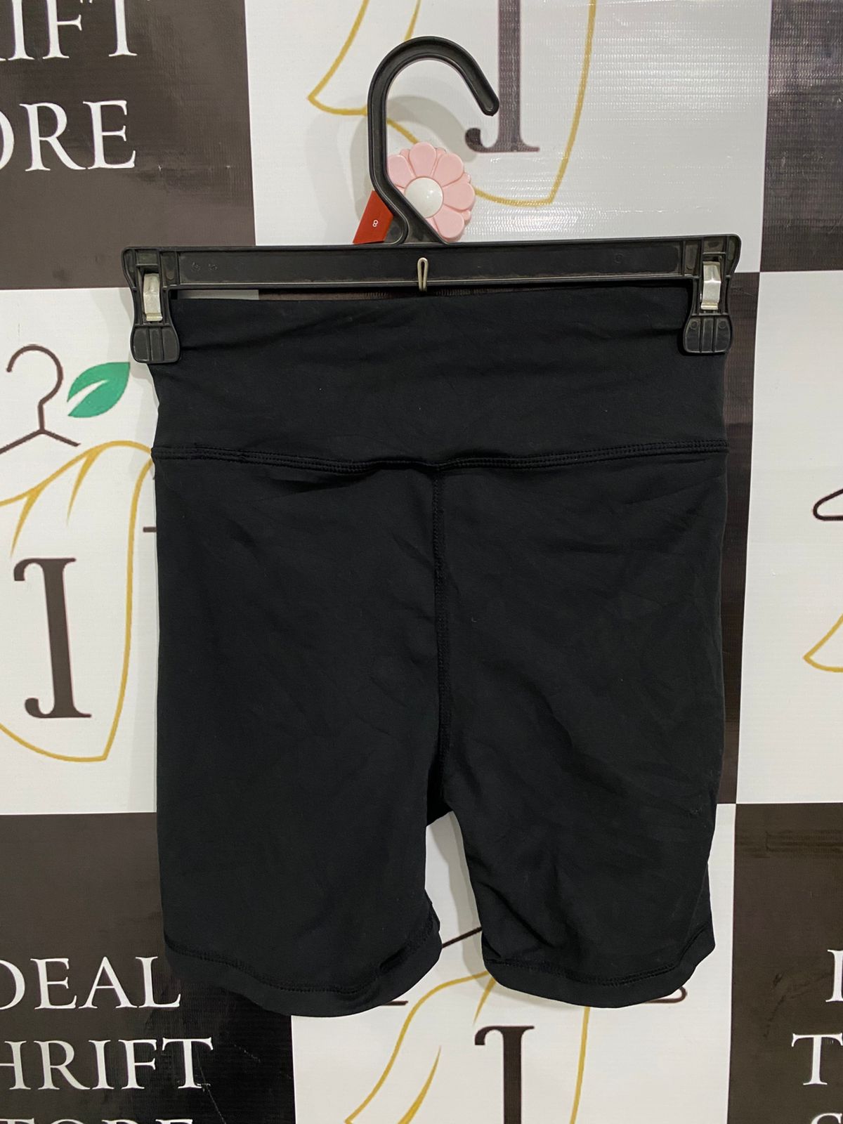 ANKO ACTIVE |S| WAIST 22| A29| BLACK CROSSOVER HIGH-WAISTED ATHLETIC BIKER SHORTS