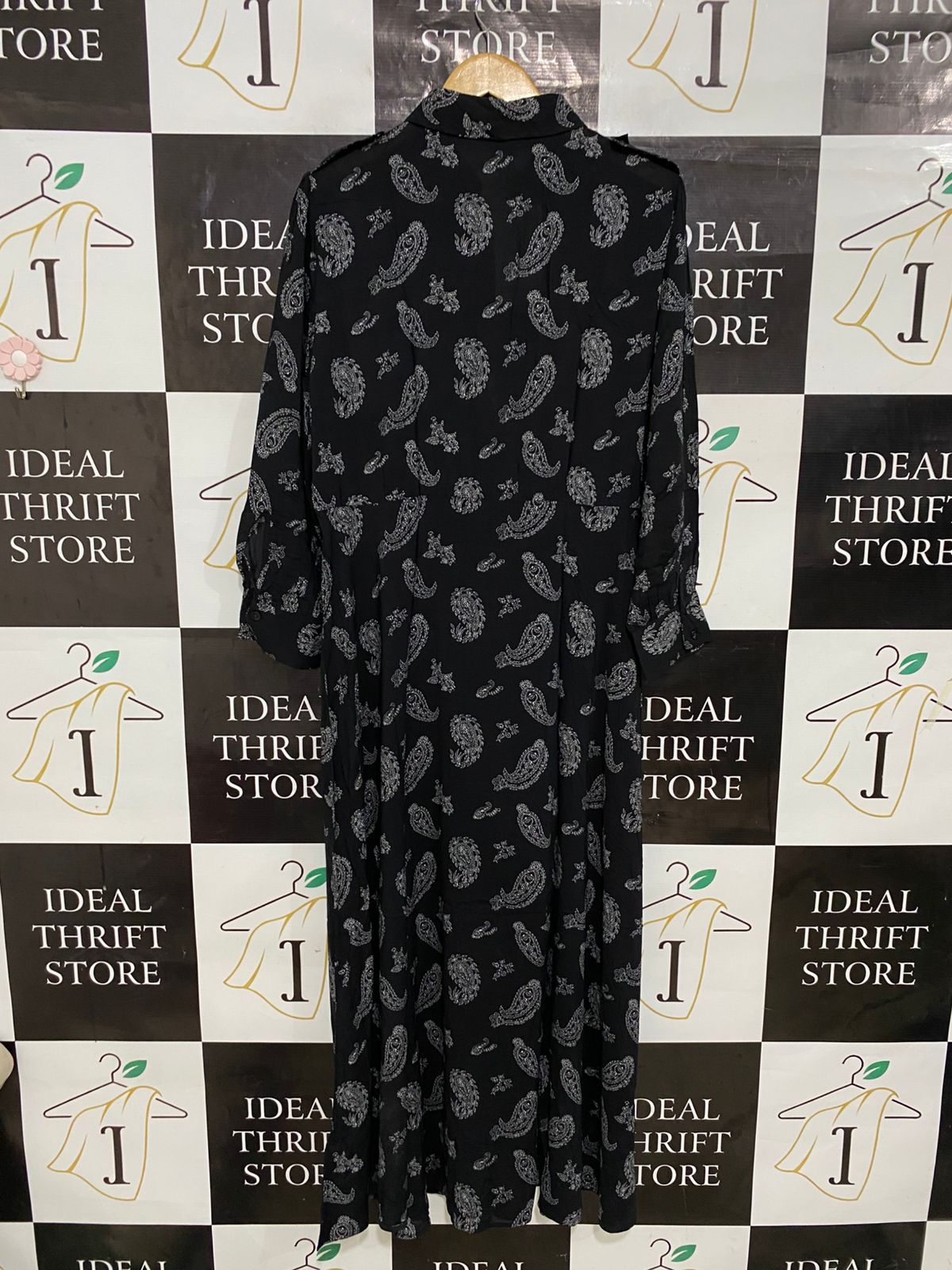 ZARA |XL| BUST 21| A30| BLACK & WHITE PAISLEY PRINT BUTTON-DOWN UTILITY MAXI DRESS