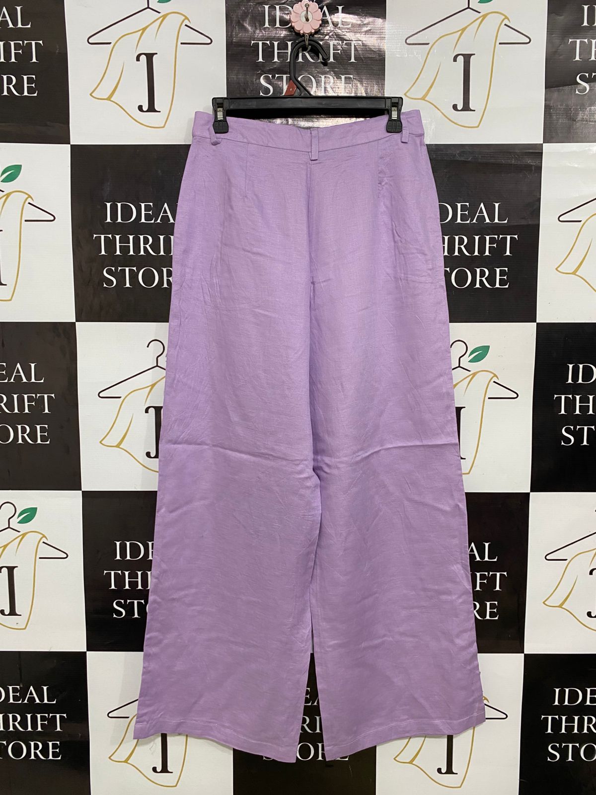 PRINCESS HIGHWAY |M| WAIST 28| A32| LAVENDER WIDE-LEG LINEN-BLEND TROUSERS