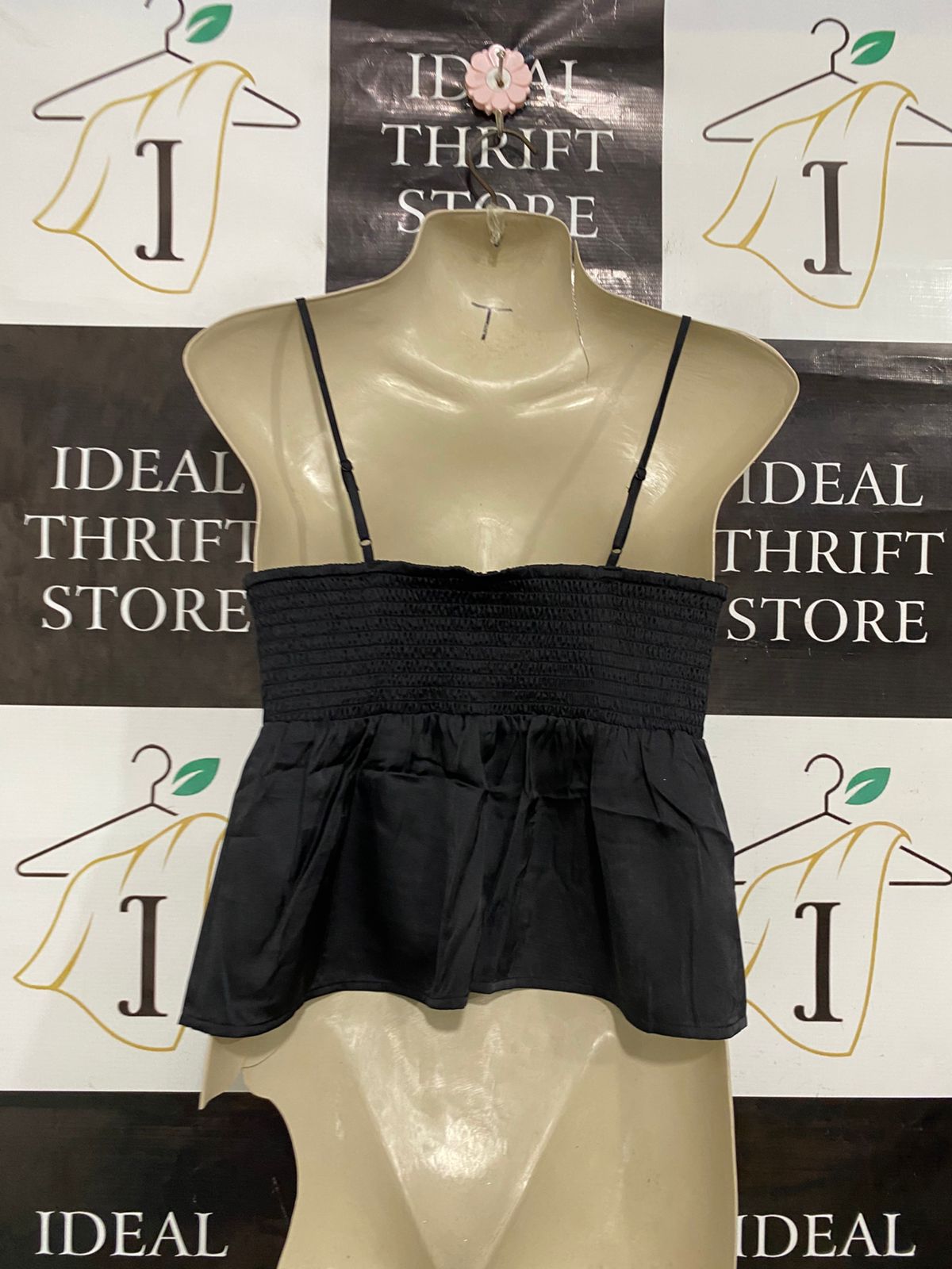 ANKO |S| BUST 15| A31| BLACK SATIN TIE-FRONT CAMI TOP