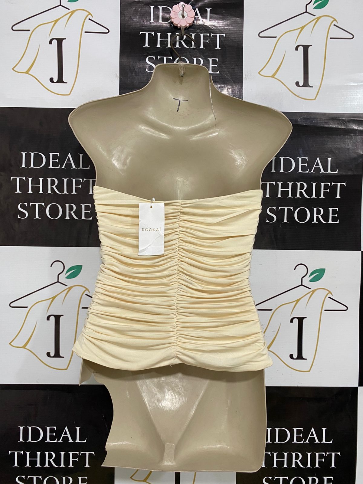 KOOKAI |S| BUST 14| A33| PASTEL YELLOW STRAWLESS RUFFLED RUCHED CORSET TUBE TOP