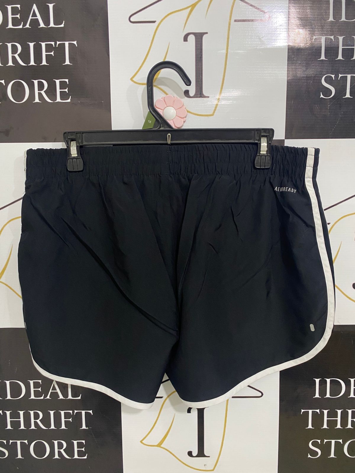 ADIDAS |XL| WAIST 33| A33| BLACK & WHITE STRIPED-TRIM ACTIVE RUNNING SHORTS