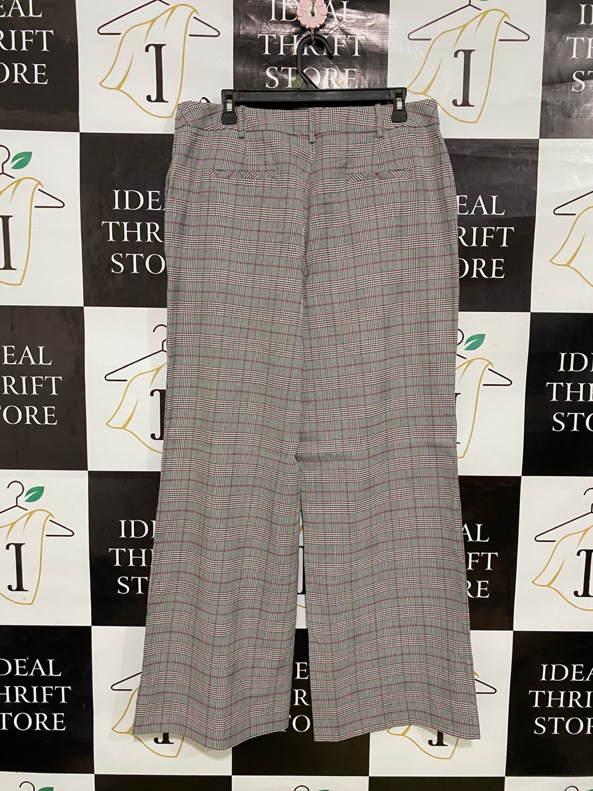 DAVID LAWRENCE |XL| WAIST 34| A33| GREY CHECK TAILORED WIDE-LEG TROUSERS