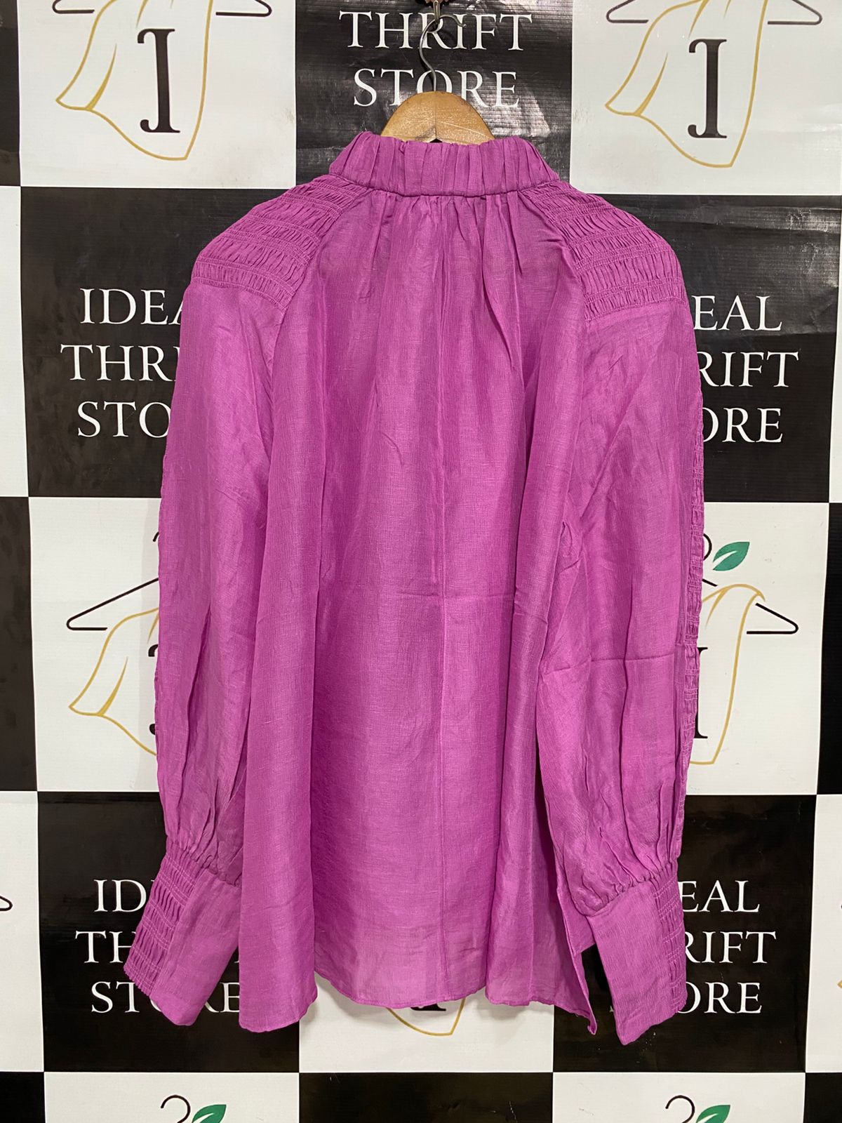 COUNRTY ROAD |M| BUST 23| A33| MAGENTA RUCHED-DETAIL LONG-SLEEVE BLOUSE