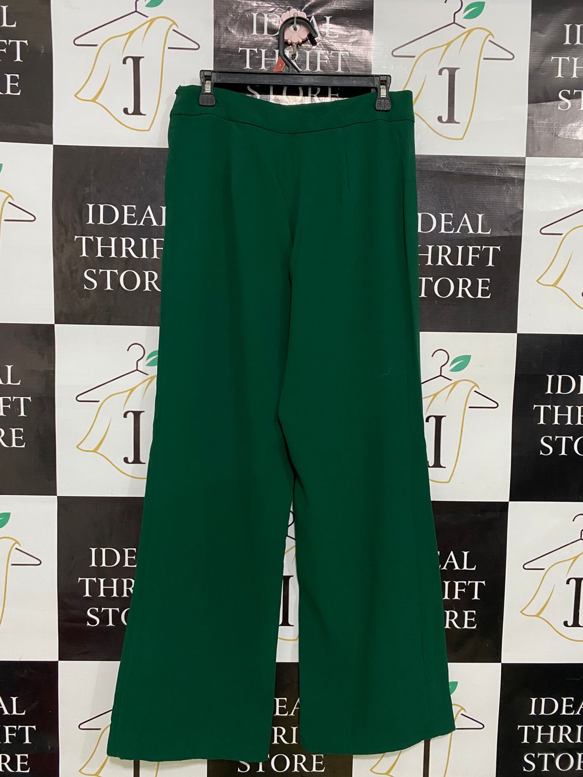 ZARA |M| WAIST 30| A34| EMERALD GREEN HIGH-WAISTED WIDE-LEG TAILORED TROUSERS