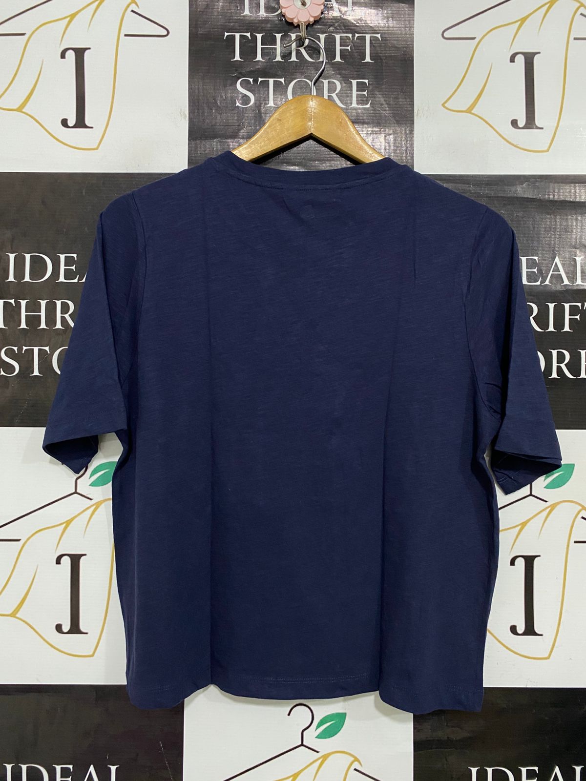 GRAE BASICS |S| BUST 19| A34| NAVY BLUE RELAXED-FIT COTTON CREWNECK T-SHIRT